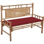 vidaXL Градинска пейка с възглавница, 120 см, бамбук (3063885)
