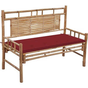 vidaXL Градинска пейка с възглавница, 120 см, бамбук (3063885)