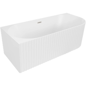 Mexen Gia свободно стояща ъглова, рифелована вана лява 170 x 80 см, бяла мат, преливник никел сатен - 52701708001L-97 (52701708001L-97)