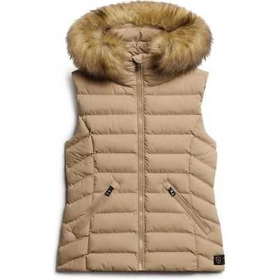 SUPERDRY Потник Superdry Fuji Faux Fur vest - Beige (Winter Taupe)