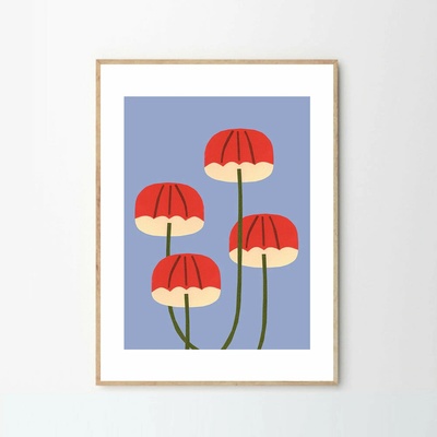 Moikka Plagát Umbrella Mushrooms by Makitoy 70x100 cm
