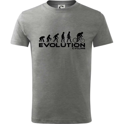 Evolúcia cyklistiky tričko detské tmavosivý melír