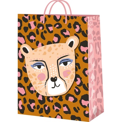 Albi Dárková taška velká - Hnědá leopardí s leopardicí (26 × 12,7 × 32,4 cm)
