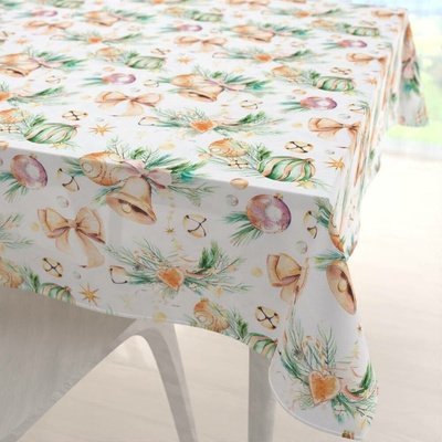 Biante Vánoční ubrus PML-039 Baňky a zvonečky 120x120 cm