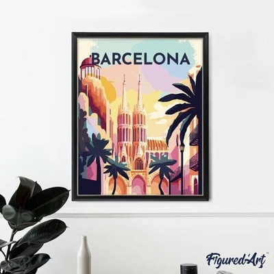 Figured ART Malování podle čísel VINTAGE BARCELONA na rámu 40 x 50 cm