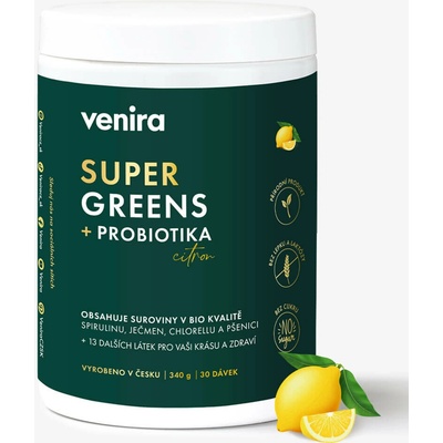 Venira Super Greens + probiotiká citrón 340 g