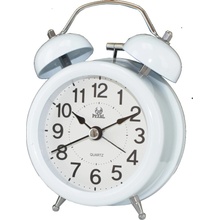 PEARL Retro budík plechový bílý G-154