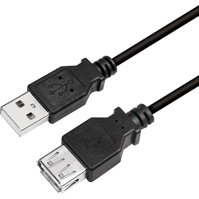 LogiLink USB 2.0 кабел USB-A/M-USB-A/F, черен, 3 м