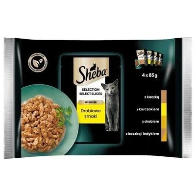 Sheba Selection Select Slices Drůbeží Smaki s kachnou kuřecím masem drůbeží kachnou a krůtou 4 x 85 g