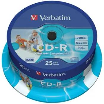 Verbatim CD-R диск, за печат, матов, ID, AZO, 700MB, 52x, 25 бр. , на ролка, VERBATIM 43439 (43439)