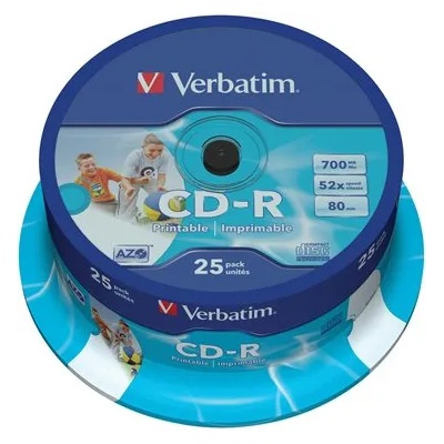 Verbatim CD-R диск, за печат, матов, ID, AZO, 700MB, 52x, 25 бр. , на ролка, VERBATIM 43439 (43439)