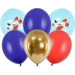 PartyDeco Комплект латексови балони Самолет пастелно синьо 6 бр