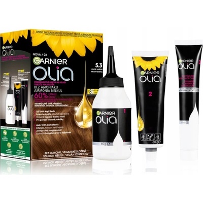 Garnier Olia Big Kit permanentní barva na vlasy, odstín 5.3 Zlatě hnědá