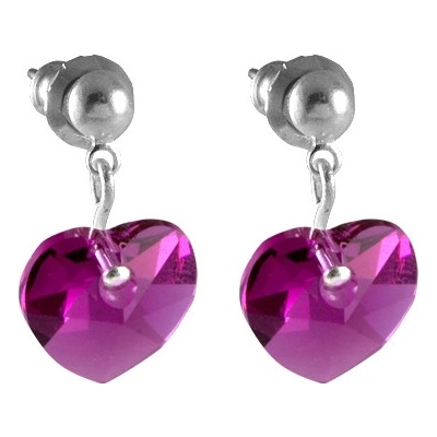 JSB se Swarovski Elements tvar srdce tmavě růžová 793902f