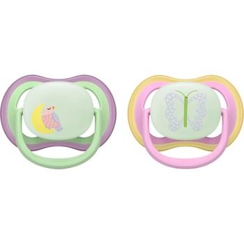 Philips Залъгалки Philips Avent - Ultra Air Night, 6-18 м, 2 броя, птица/пеперуда (SCF376/29)