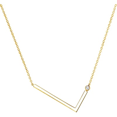 SAVICKI Колие с буква "L" Savicki: позлатено сребро, бял сапфир