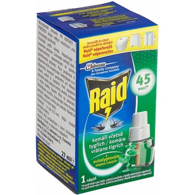 Raid elektrický odpařovač s eukalyptovým olejem proti komárům náhradní náplň 45 nocí 27 ml – Zboží Dáma