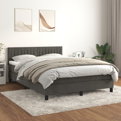 Petrashop 3141420 boxspring postel s matrací tmavě šedý samet