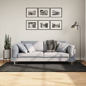 vidaXL Килим ISTAN с дълъг косъм, лъскава визия, антрацит, 100x200 см (375639)