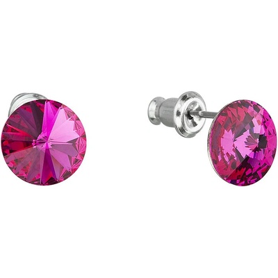 Evolution Group náušnice bižutéria so Swarovski kryštálmi fialové okrúhle 51037.3 violet