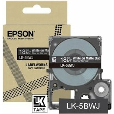 Epson LabelWorks LK-5BWJ - Bílá na matné černé - Role (1,8 cm x 8 m) 1 kazeta y závěsný box - pásková kazeta - pro LabelWorks LW-C410, LW-C610