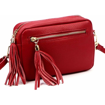 Luka dámska kožená crossbody kabelka červená 20-030