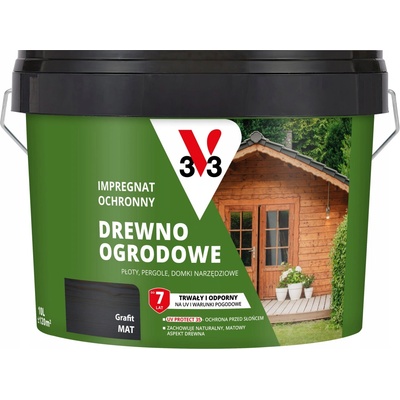 V33 Ochranná impregnace na dřevo pro venkovní použití 10l Grafit Mat