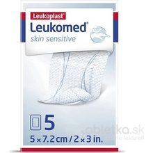 LEUKOPLAST LEUKOMED SKIN SENSITIVE textilné krytie s vankúšikom, náplasť sterilná, 5 x 7,2 cm 5 ks