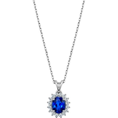 Zlaton Řetízek bílé zlato anker s modrým safírem a diamanty N04082603603