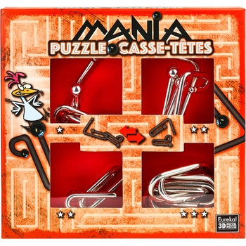 Eureka Комплект метални логически пъзели Eureka - Puzzle Mania Casse-tеtes, червен (473202)