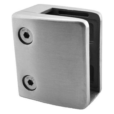 Svorka skla plochá (65x55x38 mm), broušená nerez K320 / AISI304, balení neobsahuje gumičky na sklo