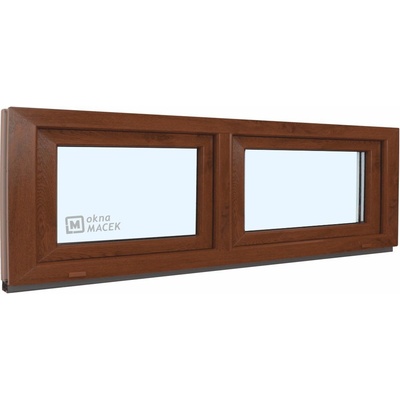 KNIPPING Plastové okno - 70 AD, 2400x600 mm, S/S, ořech Sklo: čiré, Barva, imitace: ořech/bílá (jednostranně)