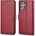ICARER Haitang Leather Wallet Case - кожен (естествена кожа) калъф, тип портфейл за Samsung Galaxy S22 Ultra (червен)
