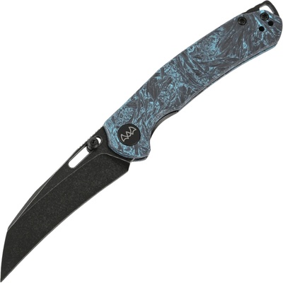WIXCO WORTEX 14C28N BSW with Sky Blue Shredded CF handle Linerlock WX16-C