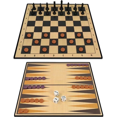 Ambassador Настолна игра 3 в 1 Ambassador - Шах, дама, табла (ST2303)