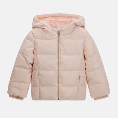 GUESS Зимно яке за мини момиче в бледо розов цвят покрито с лога Guess