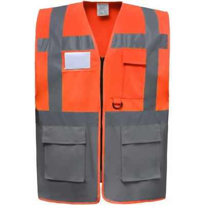 Yoko vesta HVW801 Hi Vis multifunkční výstražná oranžová fluorescent sivá