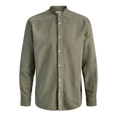 Риза с дълъг ръкав Jack & jones Breeze Band Linen Blend long sleeve shirt - Green (Dusty Olive)