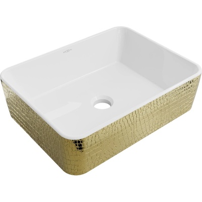 Mexen Catia мивка върху плот 48 x 38 cm, бяло/златно шарка на люспи - 21314808 (21314808)