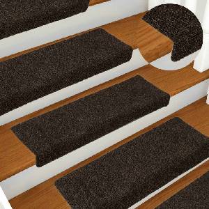vidaXL Изтривалки за стълби, самозалепващи се, 15 бр. , 65x21x4 см, тъмнокафяви, с правоъгълен кант
