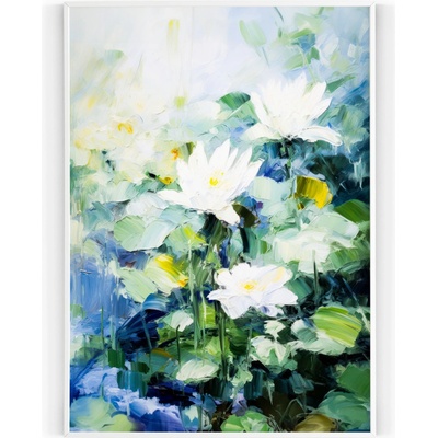 Plakát / Obraz Lotosové květy 50 x 70 cm Tiskové plátno Bez okraje