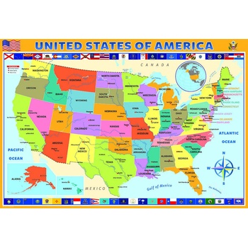 EUROGRAPHICS - Puzzle Map of the US 200 - 200 piese