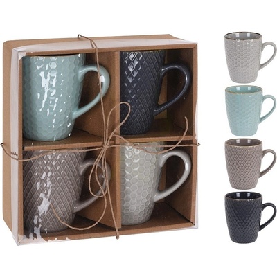 EXCELLENT HOUSEWARE Hrnček kamenina v darčekovom balení 4 x 300 ml