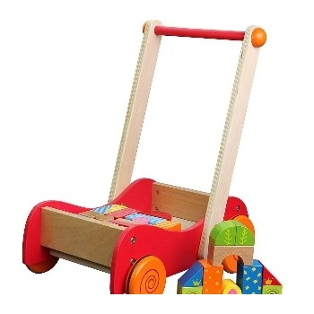 Image 1 of Lelin toys - Дървена количка за прохождане, с конструктор