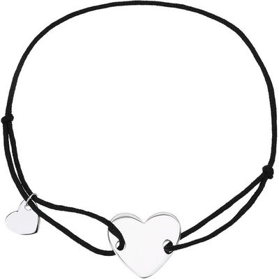 Bealio stříbrný náramek srdce shamballa provázek 17+3 cm 03-13467-3469