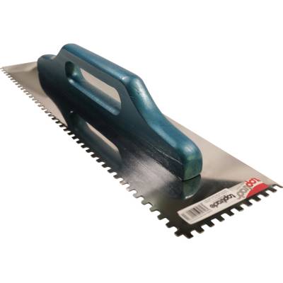 Toptrade Hladítko nerezové, s dřevěnou rukojetí, zub 6 mm, 500×130 mm, standard