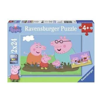 Ravensburger Пъзел Ravensburger 2x24 части - Peppa Pig, Щастливо семейство, 7009082