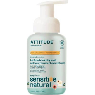 Bio Spectra ATTITUDE Dětská mycí pěna a šampon 2v1 s ovsem - pro citlivou pokožku 250 ml