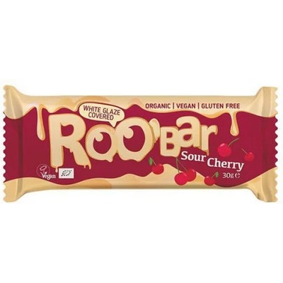 Био суров десерт Roo bar вишна с бяла глазура 30гр
