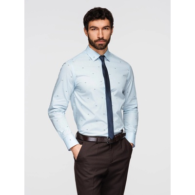 Ombre Clothing Мъжка класическа памучна риза SLIM FIT с микромотив - бяла V1 K696 Ombre Clothing Ombre Clothing | Byal | МЪЖЕ | S